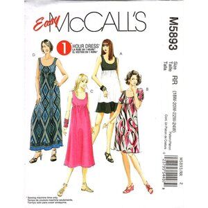 McCall's M5893 Womens 18W to 24W Loose Fitting Dress Uncut Sewing Pattern New